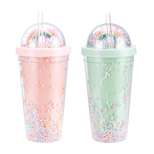 Rainbow Bubble Straw Cup Koeldrank Juice Plastic Tumbler