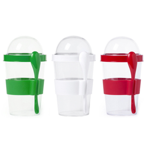 Pasgemaakte groothandel plastiekmelk hawermoutbeker met lepel